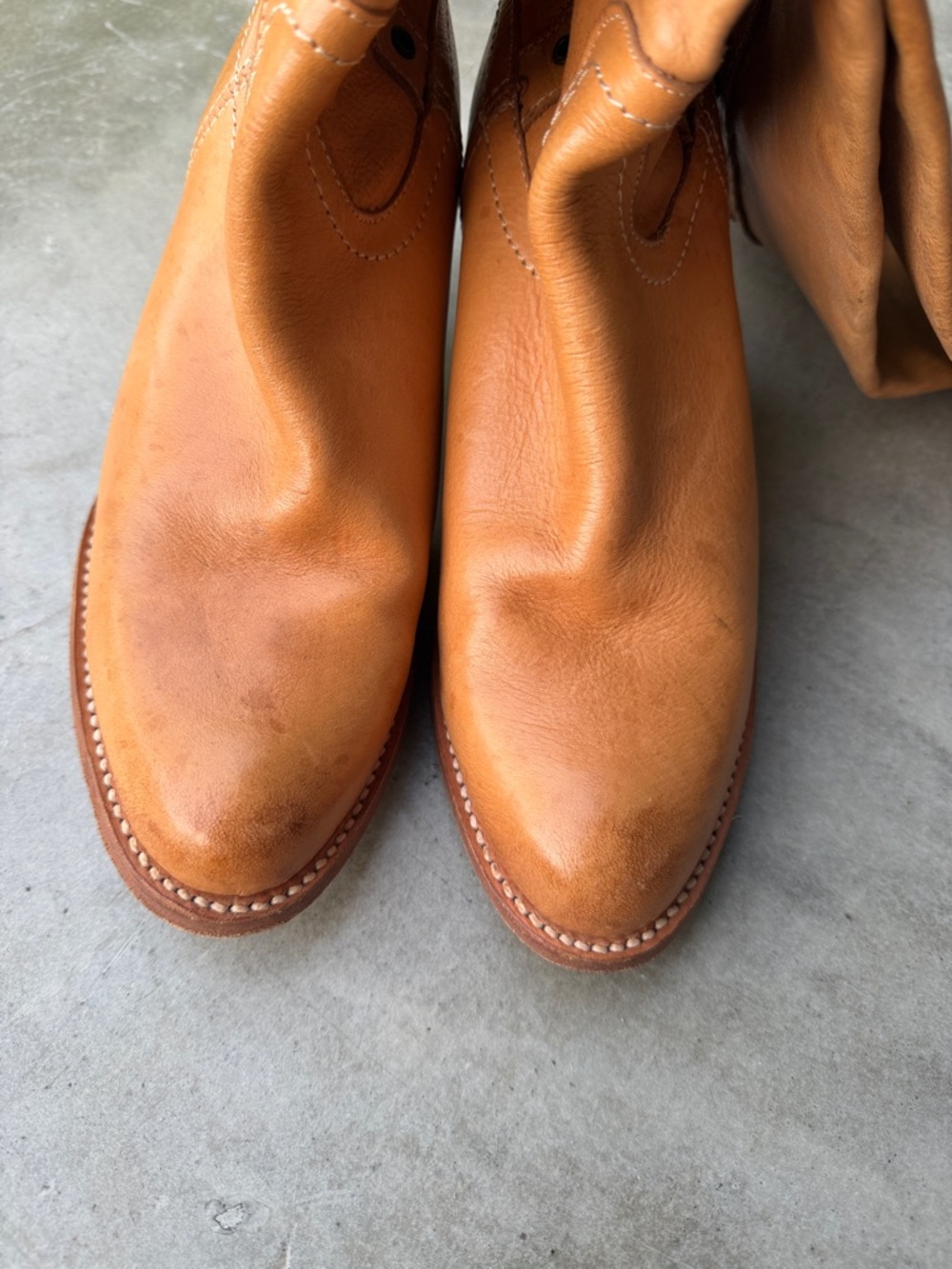 Frye Tan Studded Leather Knee Boots - Picture 6 of 10